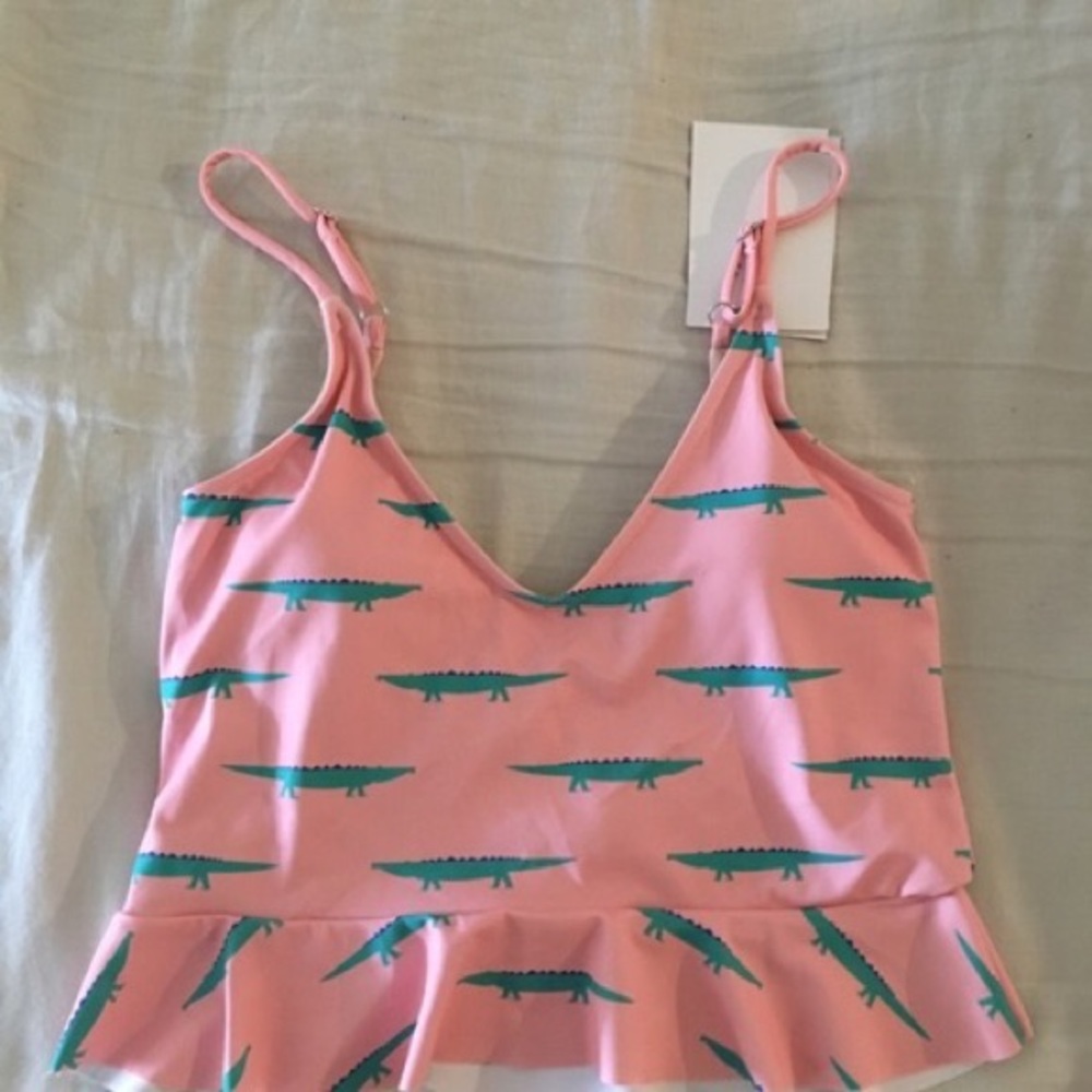 Kortni Jeane Alligator Print Scoop Back Swim Top